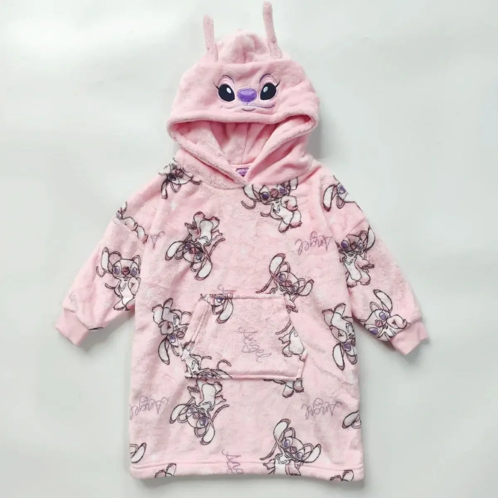Lilo & Stitch Cosplay Costume Hoodies for Kids Angel Tops Coats Keep Warm Winter Flannel Plush Home Wear Pajamas for Girls