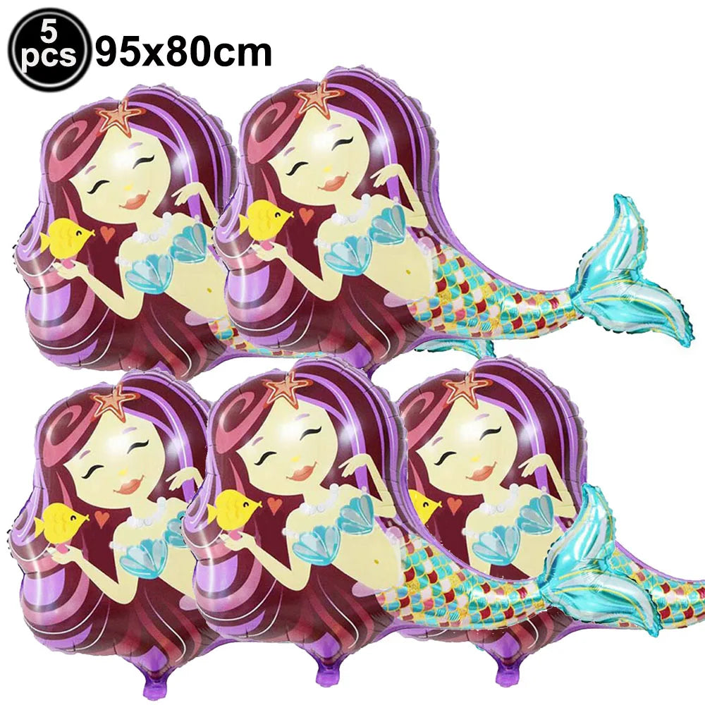 Standing Aluminum Film Smile Mermaid Balloon Children Birthday Partry Decor Supplies Lovely Surprise Toy Baby Shower Balloon