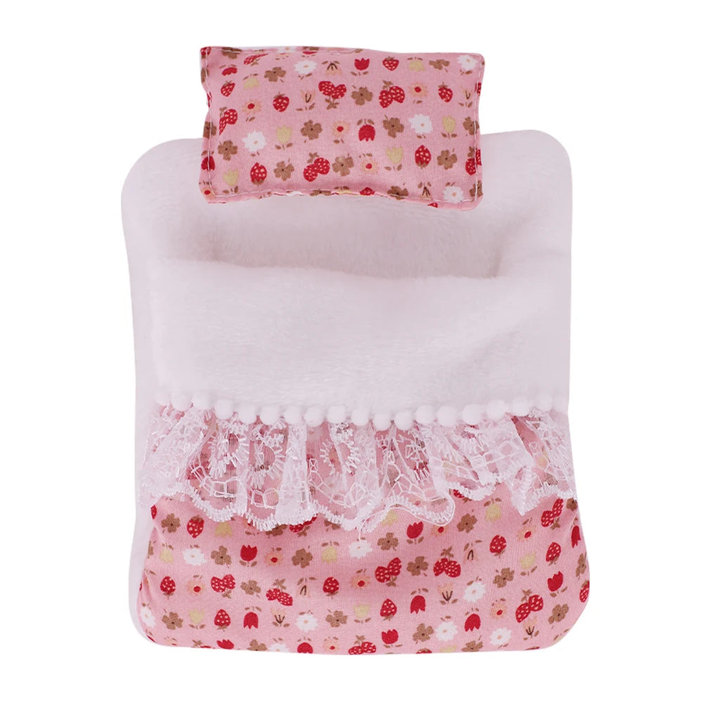 17cm Mini Doll's Accessories Set For Labubu Doll Pop 3Pcs/Set Bed+Quilt+Pillow Pajamas Sleeping Bag Dollhouse Gift,Girl's Toys