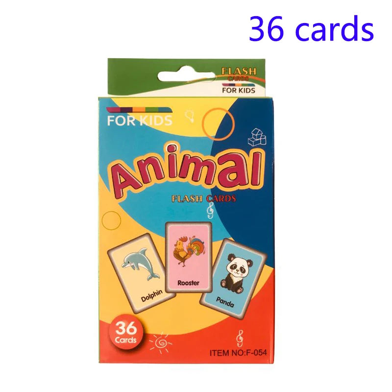 36pcs Children Cognition Cards Body Parts Animal Fruits Double Side Flashcards Montessori Baby Kids Early Educational Toys Gifts