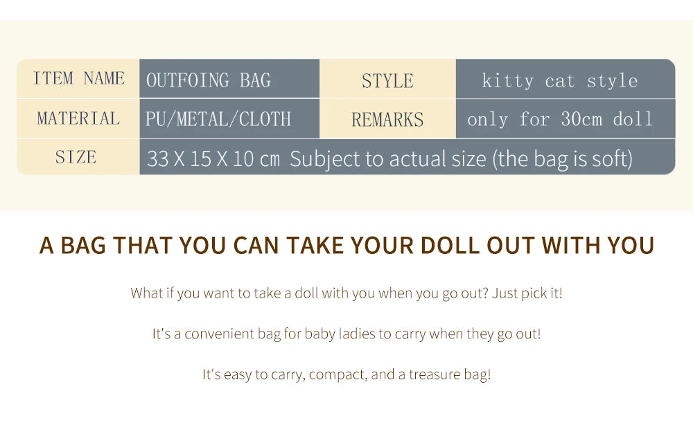 Go Out Bag for DBS blyth doll icy bjd toy sleepbag outgoing packet doll cover Pullip BB Girl