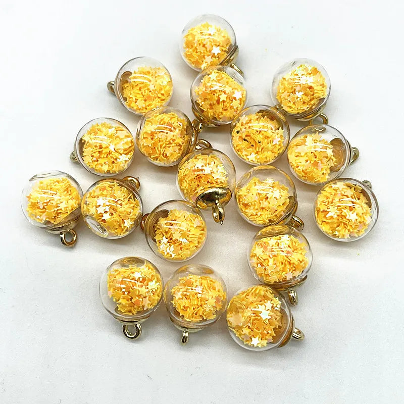 New 16mm Colorful Transparent Ball Glass Star/Round Charms Pendant Find Hair Accessories Jewelry Charms Earring