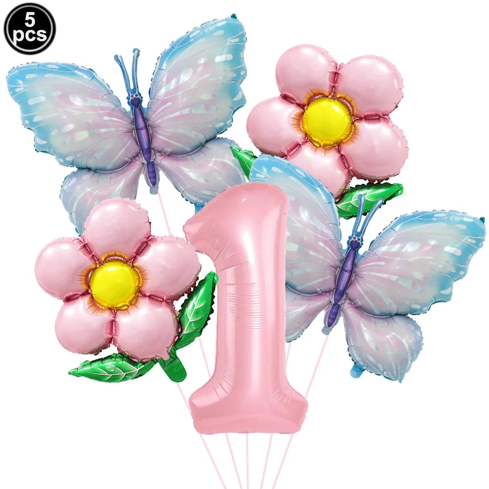 5pcs Colorful Butterfly Foil Balloons Butterfly Balloons Butterfly Themed Balloon Girl Party Birthday Wedding Baby Shower Decors