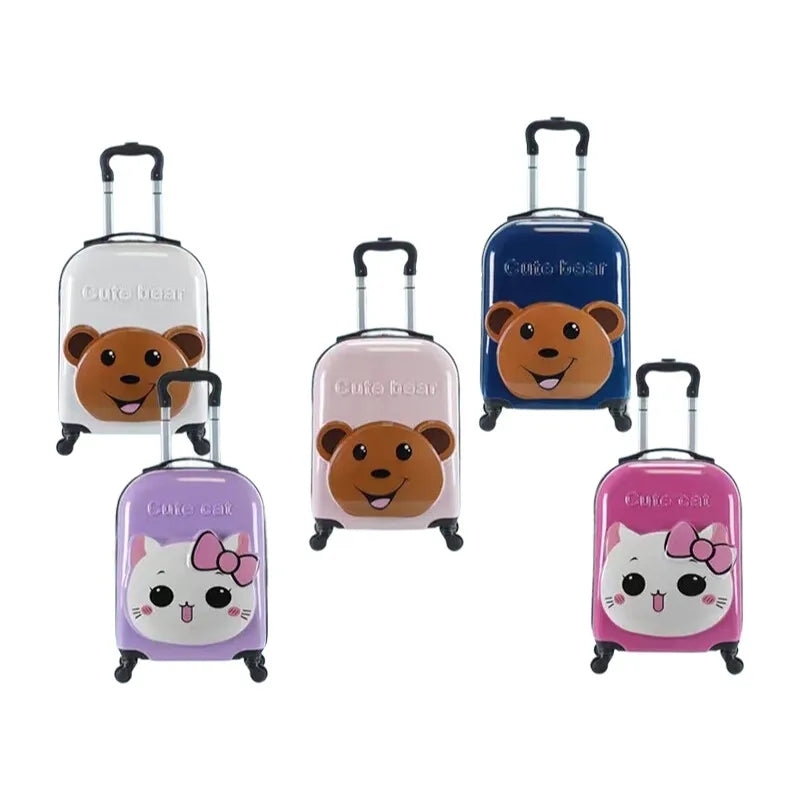 New 18" Kids Cartoon Kitty Luggage - Lightweight Suitcase with Wheels Airline Approved Carry-On for Travel