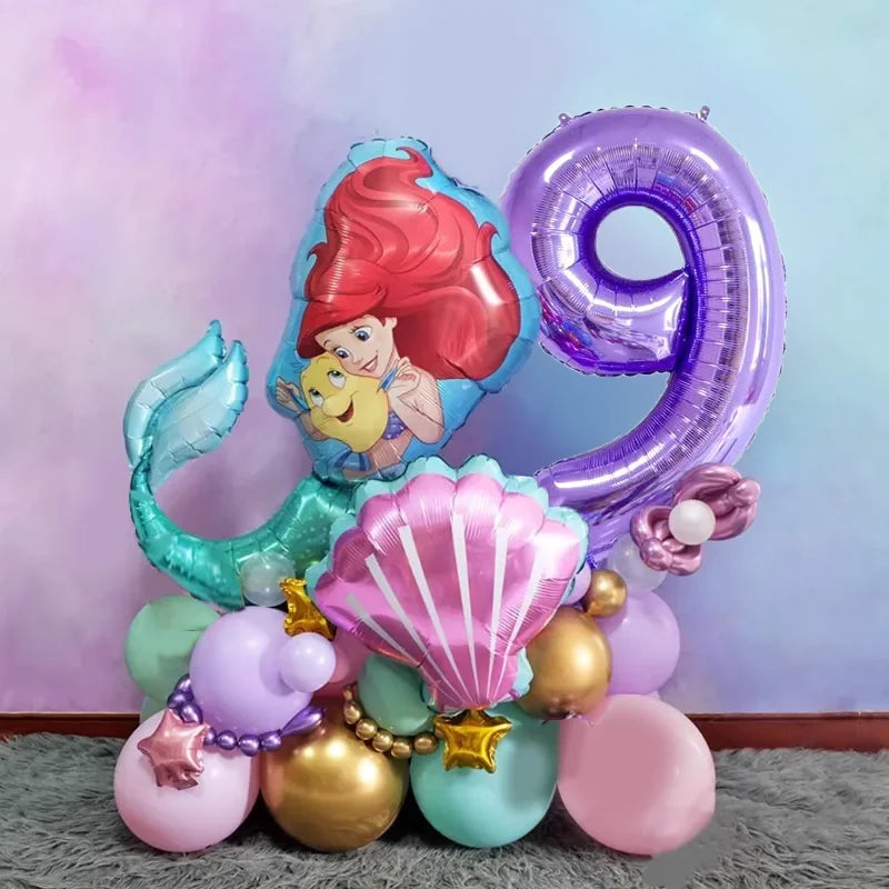 Mermaid Ariel Princess Birthday Party Decorations Disposable Tableware Plate Straw Cup Balloons Baby Shower Party Supplies