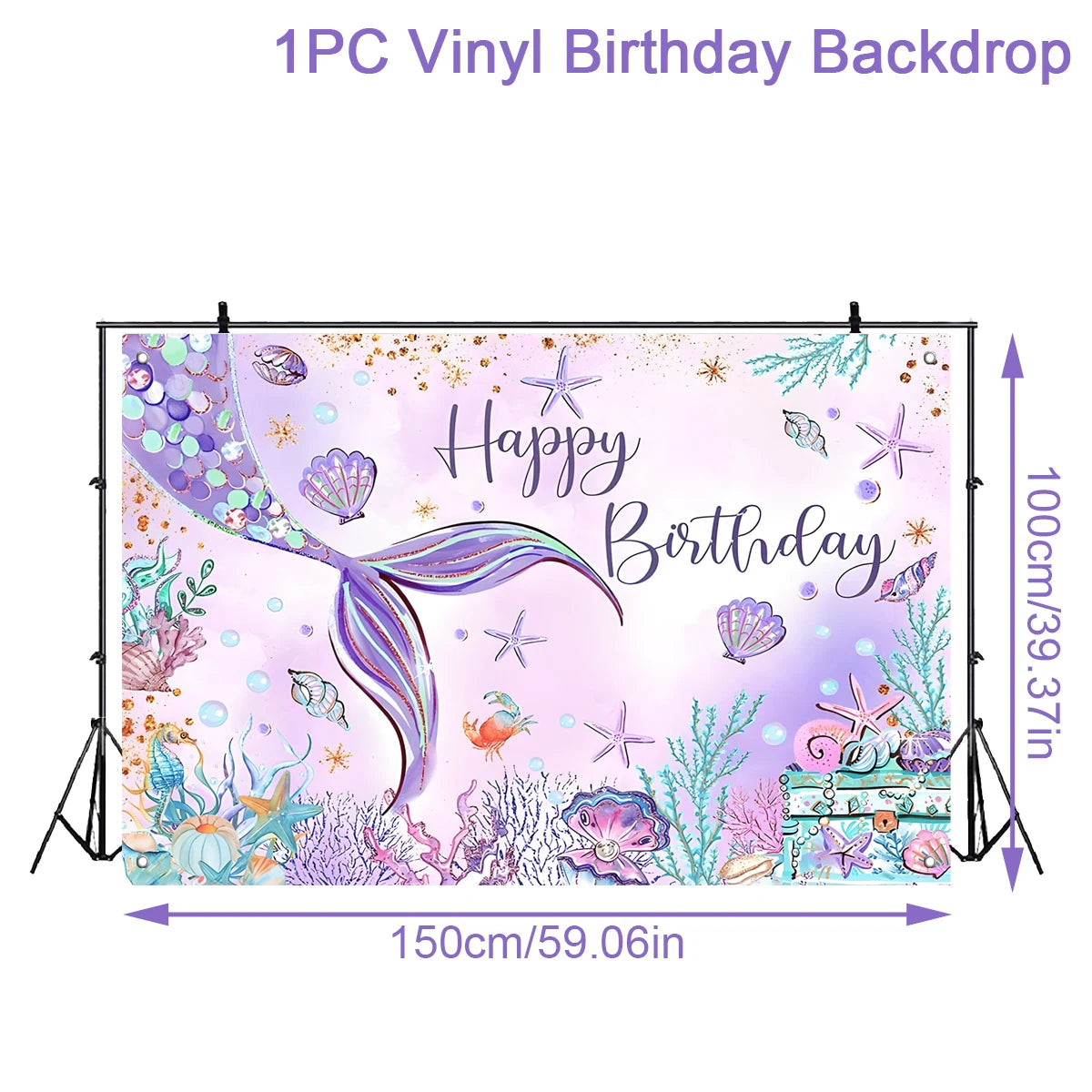 Little Mermaid Party Decorations Balloons Garland Arch Mermaid Tail Backdrop Set 1st Birthday Decoration Girl Party Supplies