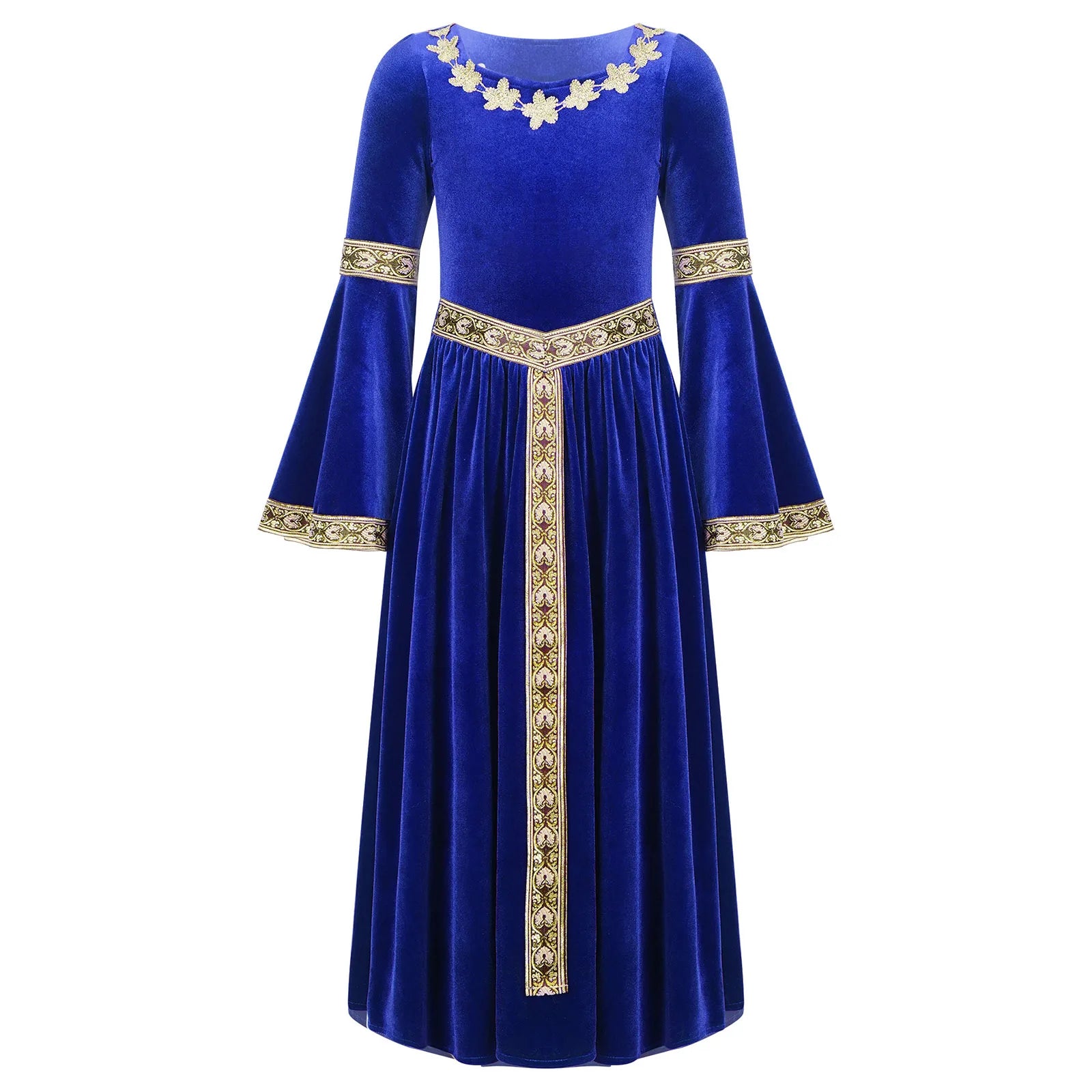 Girls Medieval Renaissance Velvet Dress Princess Queen Cosplay Costume Christmas Xmas Halloween New Year Carnival Party Dress