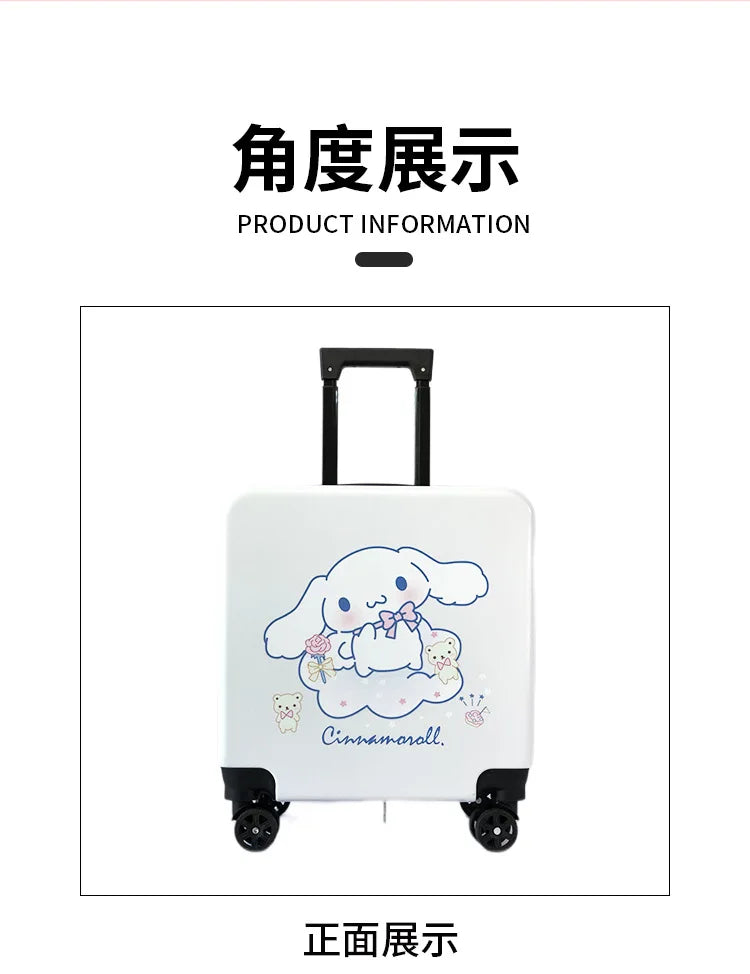 Sanrios New Child Trolley Case Cute Cartoon Kuromi Anime Hello Kittys Universal Wheel Suitcase Boy Girl Password Lock Suitcase