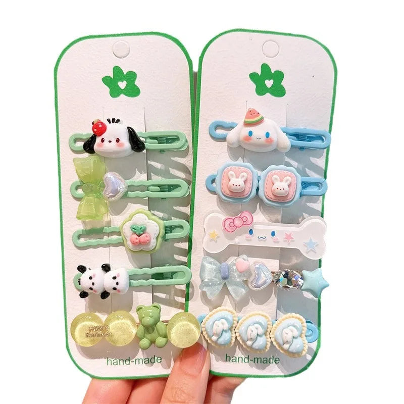 Sanrio Kawaii Melody Cinnamoroll Headdress Cartoon Hair Clip Set Little Girl Charm Bangs Clip Hair Hairpins Hair Accessories