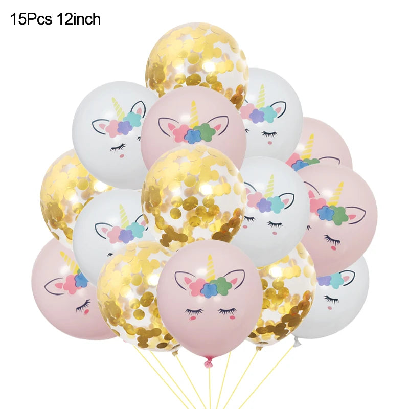 Unicorn Balloon 32inch Number Foil Balloon Set Birthday Party Decor Kids Unicorn Disposable Tableware Baby Shower Party Supplies