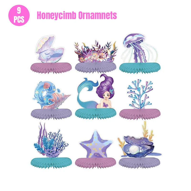 Mermaid Ariel Princess Birthday Party Decorations Disposable Tableware Plate Straw Cup Balloons Baby Shower Party Supplies