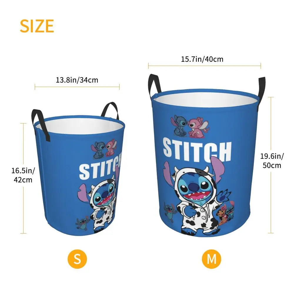 Custom Stitch Cartoon Anime Laundry Basket Foldable Clothes Hamper for Baby Kids Toys Storage Bag