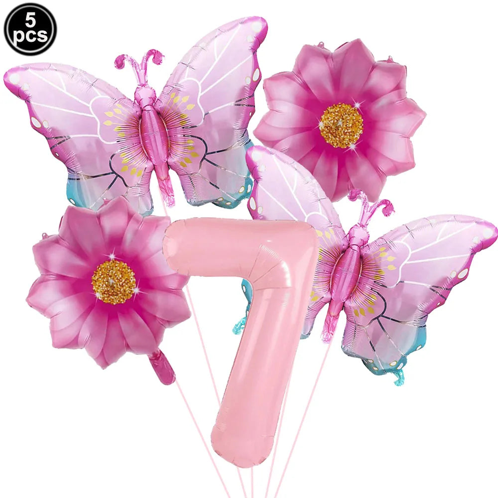 5pcs Colorful Butterfly Foil Balloons Butterfly Balloons Butterfly Themed Balloon Girl Party Birthday Wedding Baby Shower Decors