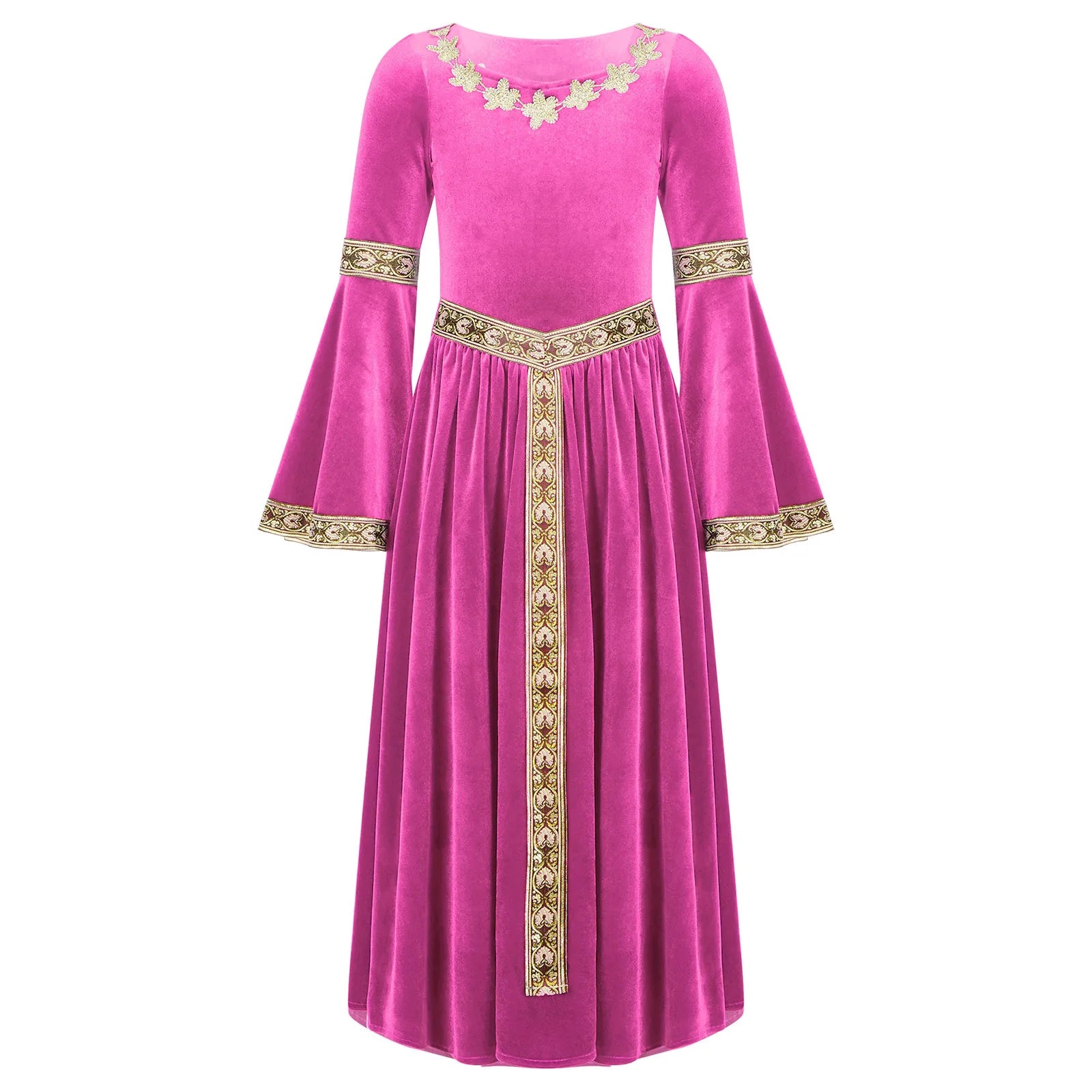 Girls Medieval Renaissance Velvet Dress Princess Queen Cosplay Costume Christmas Xmas Halloween New Year Carnival Party Dress