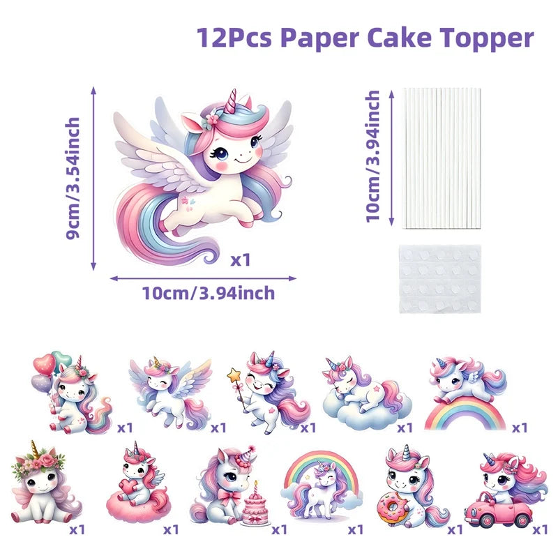 Rainbow Unicorn Disposable Tableware Happy 1st Birthday Party Decorations Kids Unicorn Theme Wedding Baby Shower Girls Supplies