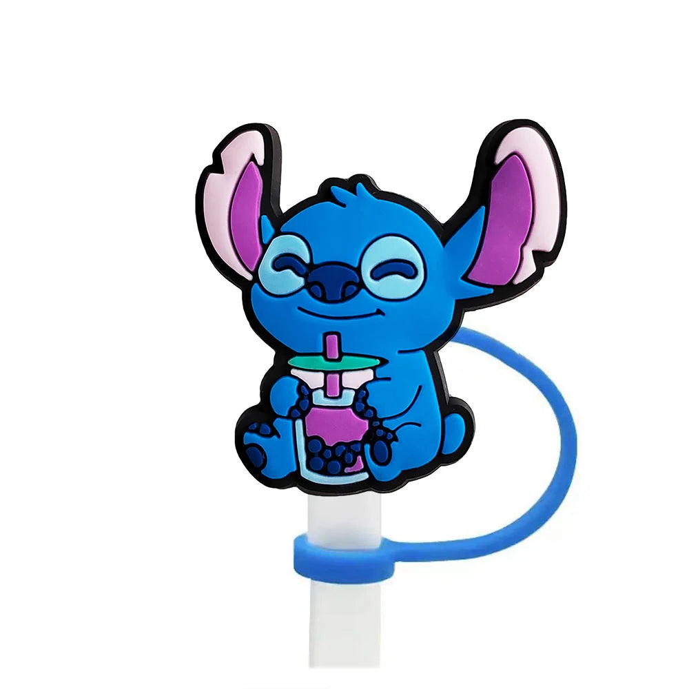 Cute Stitch Cartoon Silicone Straw Covers For Water Glass Bottle Drinking Dust Cap Straw Tips Cover Cup Accessories For 10mm