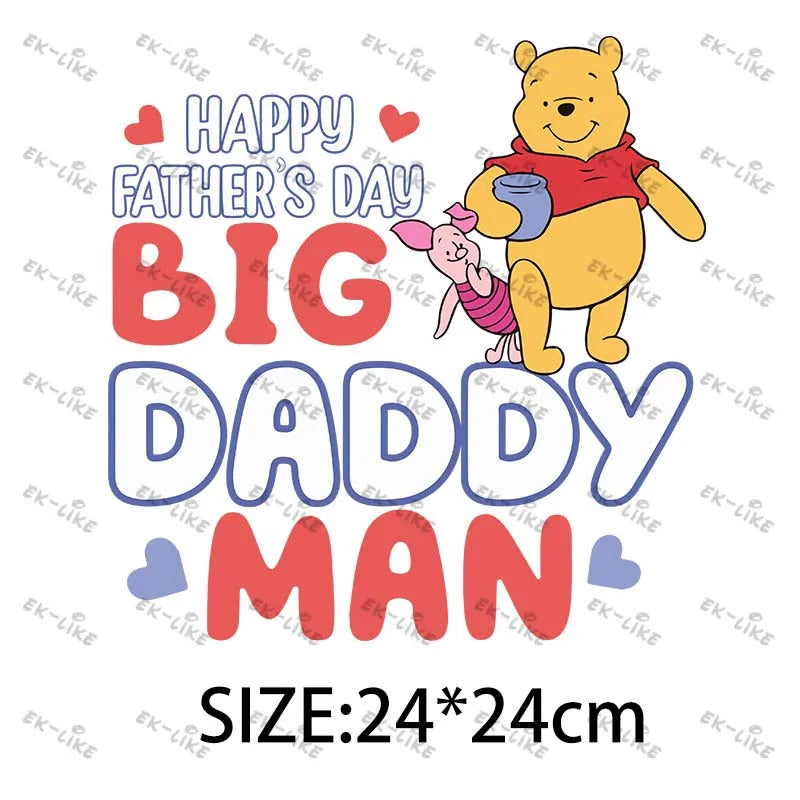 Dad Squad King Lion Toy Story Mickey Stitch Happy Father's Day Iron on Picture on Clothes Strong viscosity Diy Craft