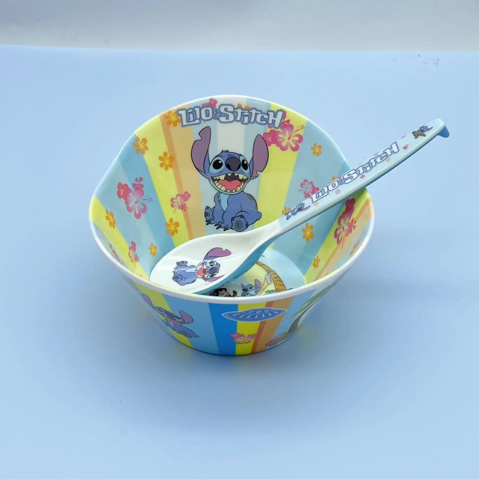 Stitch Cartoon Large Size Bowl, Spoon, Cup and Chopstick Set Cute Anti-fall and Anti-scald Children's Tableware Friend Gift