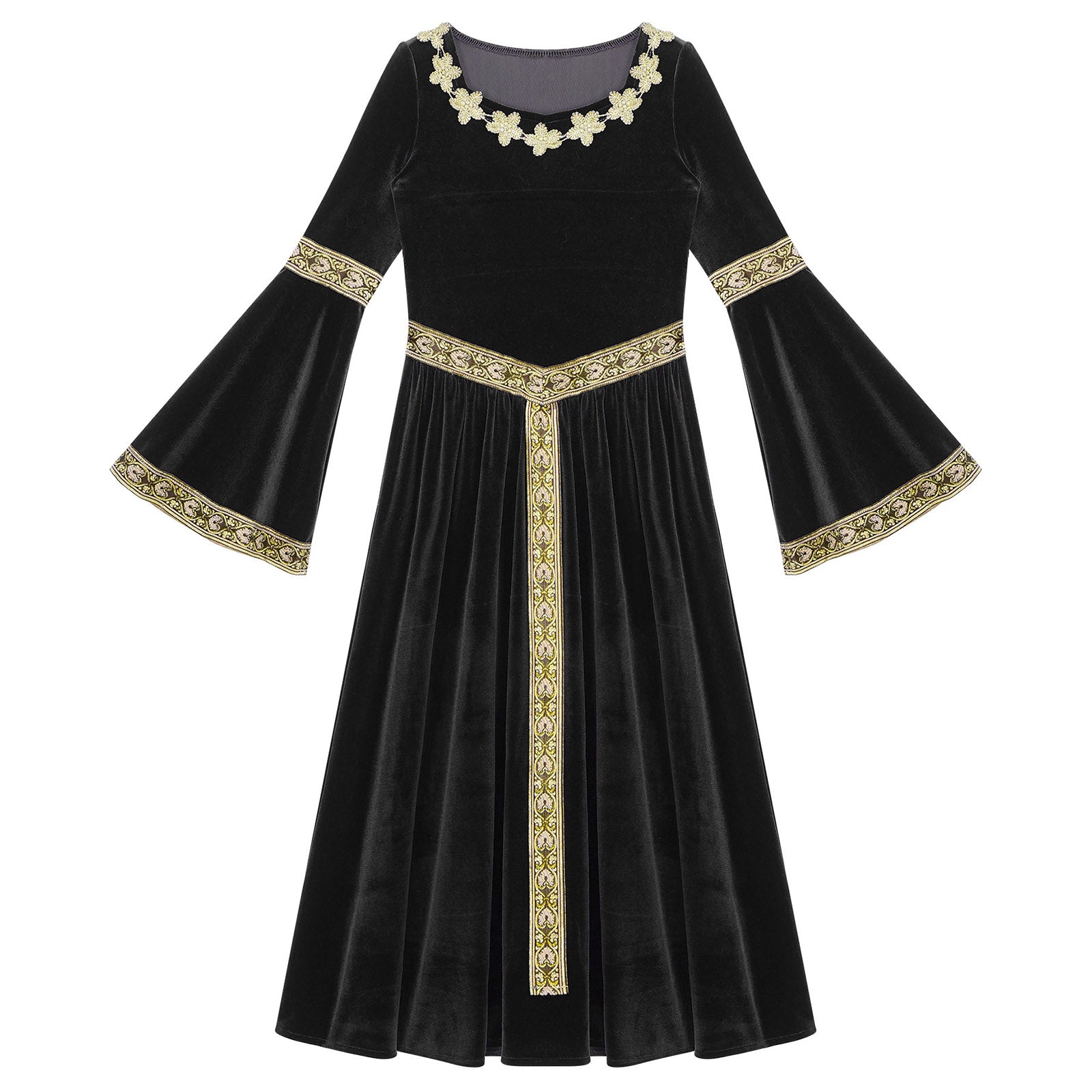 Girls Medieval Renaissance Velvet Dress Princess Queen Cosplay Costume Christmas Xmas Halloween New Year Carnival Party Dress