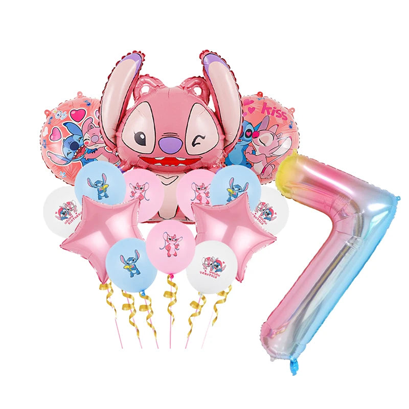 Lilo & Stitch Birthday Decorations Pink Girls Paper Cups Plates Napkins Cake Topper Tableware Set Balloons Decor Party Supplies