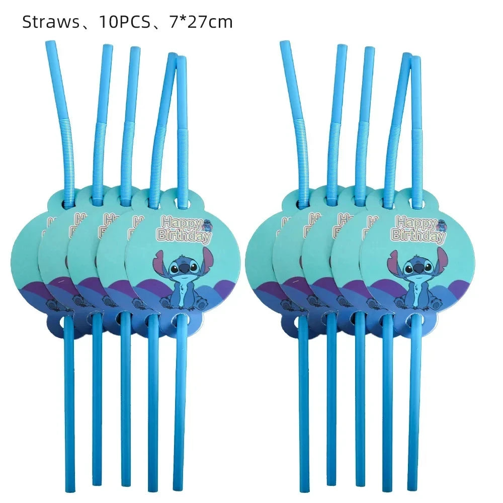 Lilo & Stitch Birthday Party Decorations Stitch Foil Balloons Disposable Tableware Set Backdrop Plate Napkin Kids Party Supplies