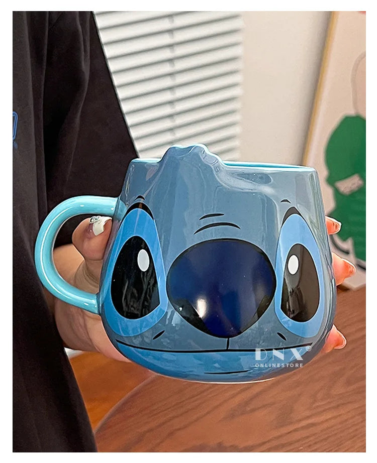 Miniso Stitch Coffee Cup Cartoon Mug Ceramic Cup Kawaii Home Furnishings Milk Cup Cute Holiday Birthday Gifts for Boys and Girls