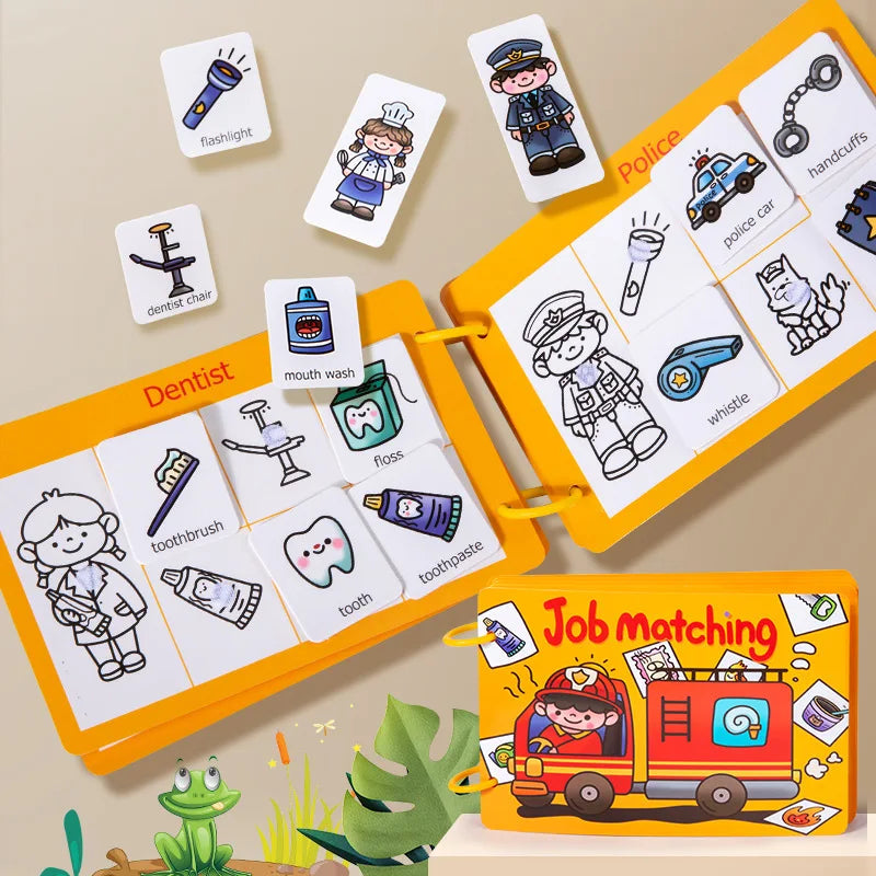 Montessori Educational Toys Toddler DIY Busy Book Job Matching Game Jobs Cognition Fine Motor Skill Activities Early Learning
