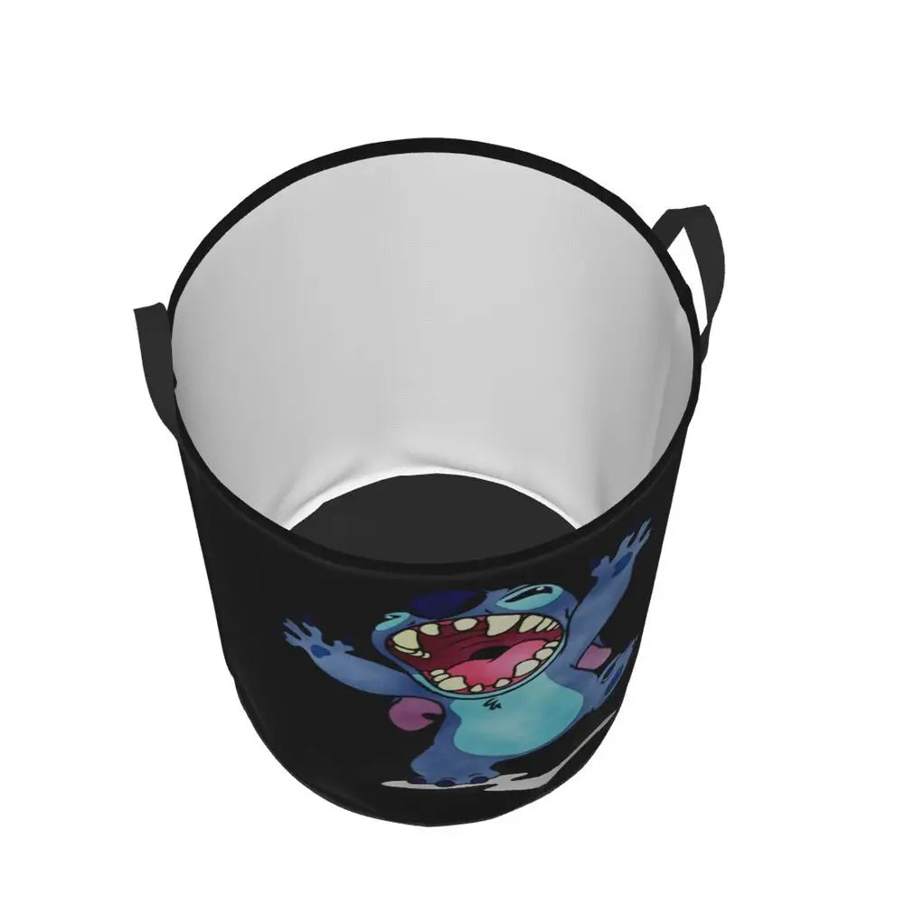 Customized SLilo And Stitch Cartoon Laundry Hamper Large Storage Basket Anime Kids Nursery Toy Organizer