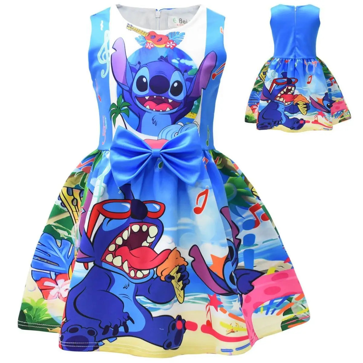Lilo & Stitch Girls Dress Cute Cartoon Fashion Kids Holiday Cosplay Dress Girl Summer Stitch Princess Dress Birthday Gift