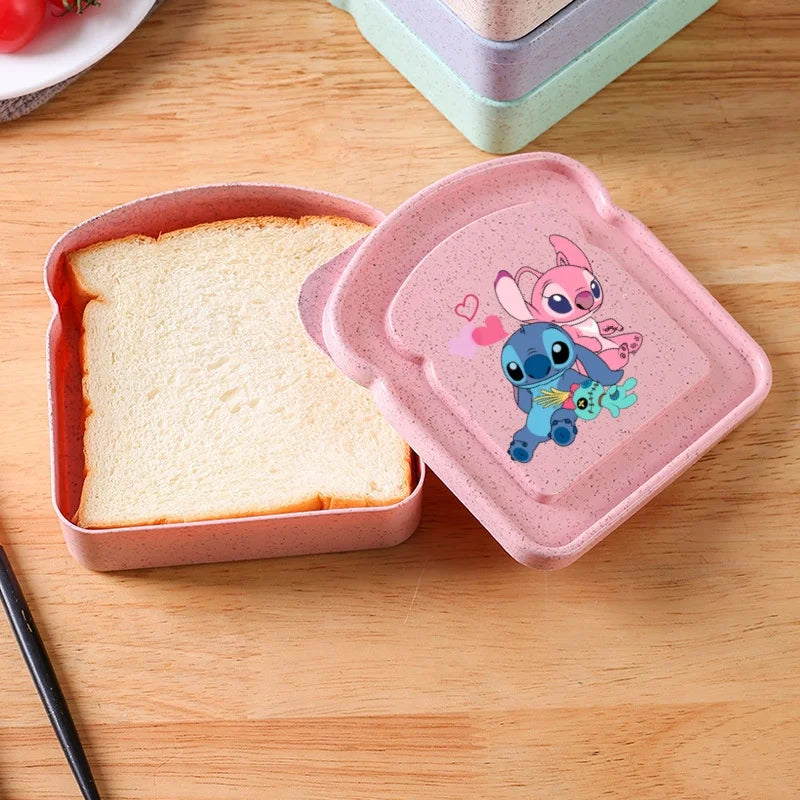 Stitch Sandwich Containers Lunch Box Toast Storage Box with Lid Portable Food Storage Case Reusable Microwave Lunch Case Gifts
