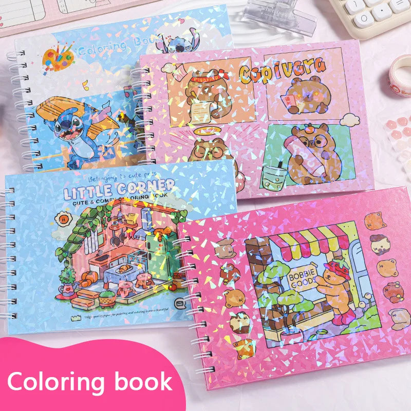Coloring Book Cute And Cozy For Adults & Teens Same Style Different Color Cover Creative Pudding Bear Graffiti Coloring Notebook