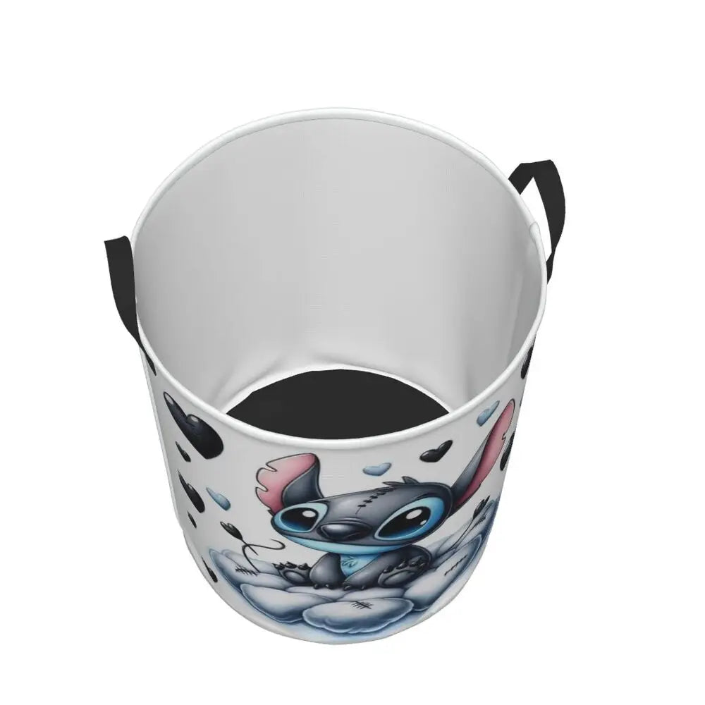 Customized SLilo And Stitch Cartoon Laundry Hamper Large Storage Basket Anime Kids Nursery Toy Organizer