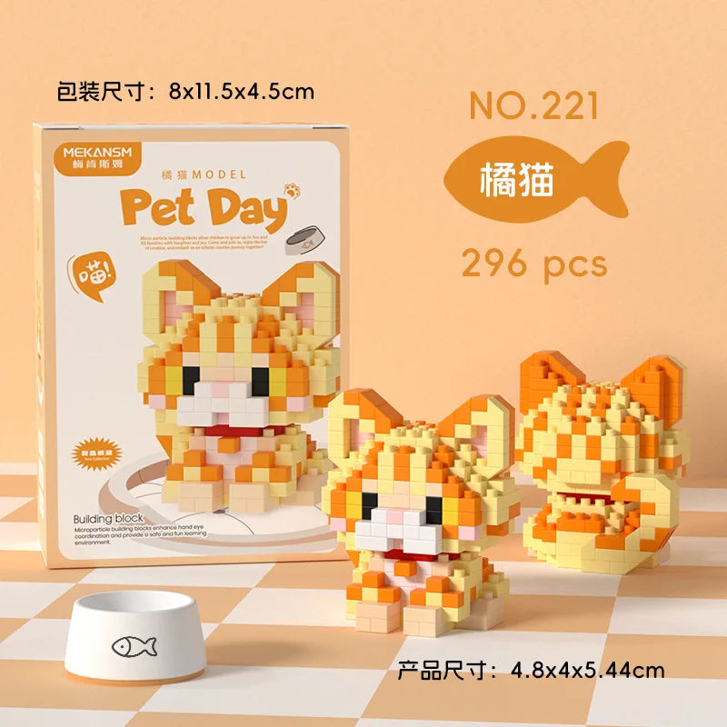 Cat Animal Brick Toy for Children Girls 8 To 10 Years Old Birthday Gifts Construction Block Set Mini Building Blocks Educational