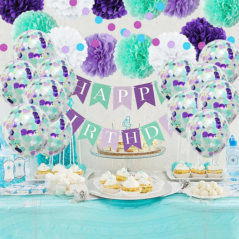 10PCS/PACK 12 inch Mermaid Theme Latex Confetti Balloons Mermaid Party Decoration Globos for Girl Mermaid Birthday Party Decor