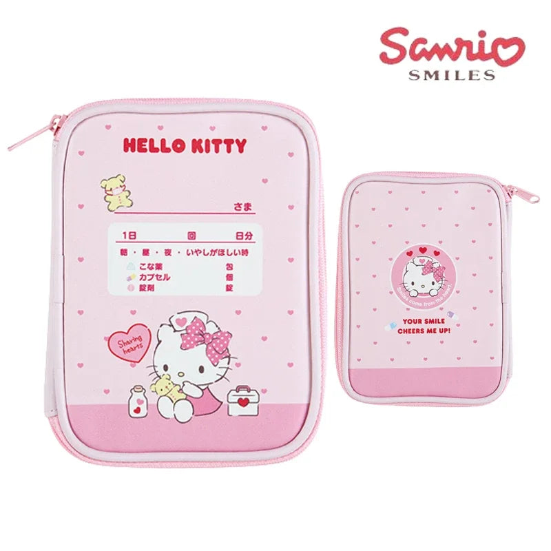 Sanrio Hello Kitty Medicine Bag Mini Cartoon Cosmetic Bags Portable First Aid Kit Home Outdoor Travel Treatment Storage Packs