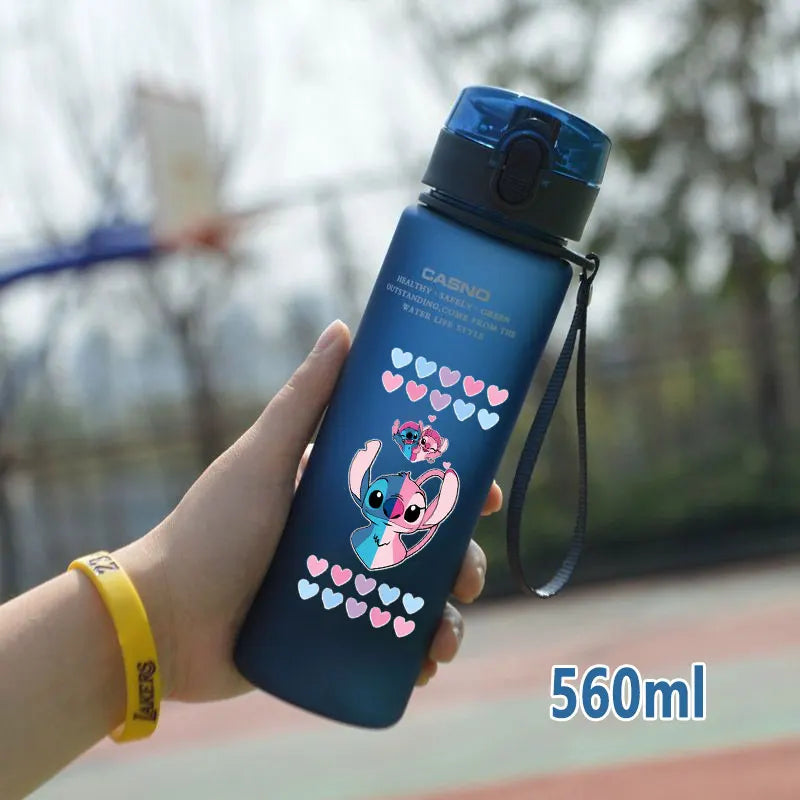 Lilo&Stitch 560/600/400ML Water Cup Children Portable Plastic Transparent Straw Stitch Outdoor Large Capacity Sport Water Bottle