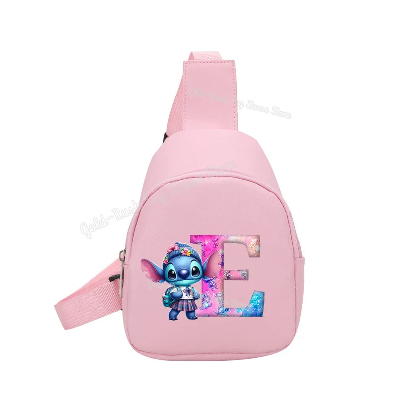Cartoon Lilo&stitch Pu Chest Bag Mini Outdoor ShoulderBag Boy Girl Satchel Bags Costume Accessories Students Crossbady Bag Purse