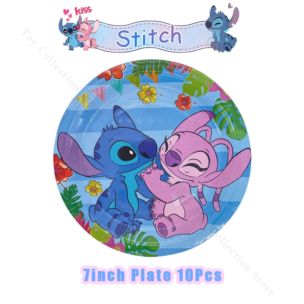 Lilo and Stitch Cartoon Children's Birthday Party Decoration Paper Plate Latex Foil Ballon Tablecloth Baby Shower Party Supplies