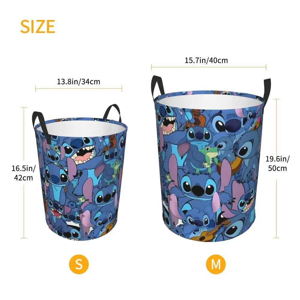 Customized SLilo And Stitch Cartoon Laundry Hamper Large Storage Basket Anime Kids Nursery Toy Organizer