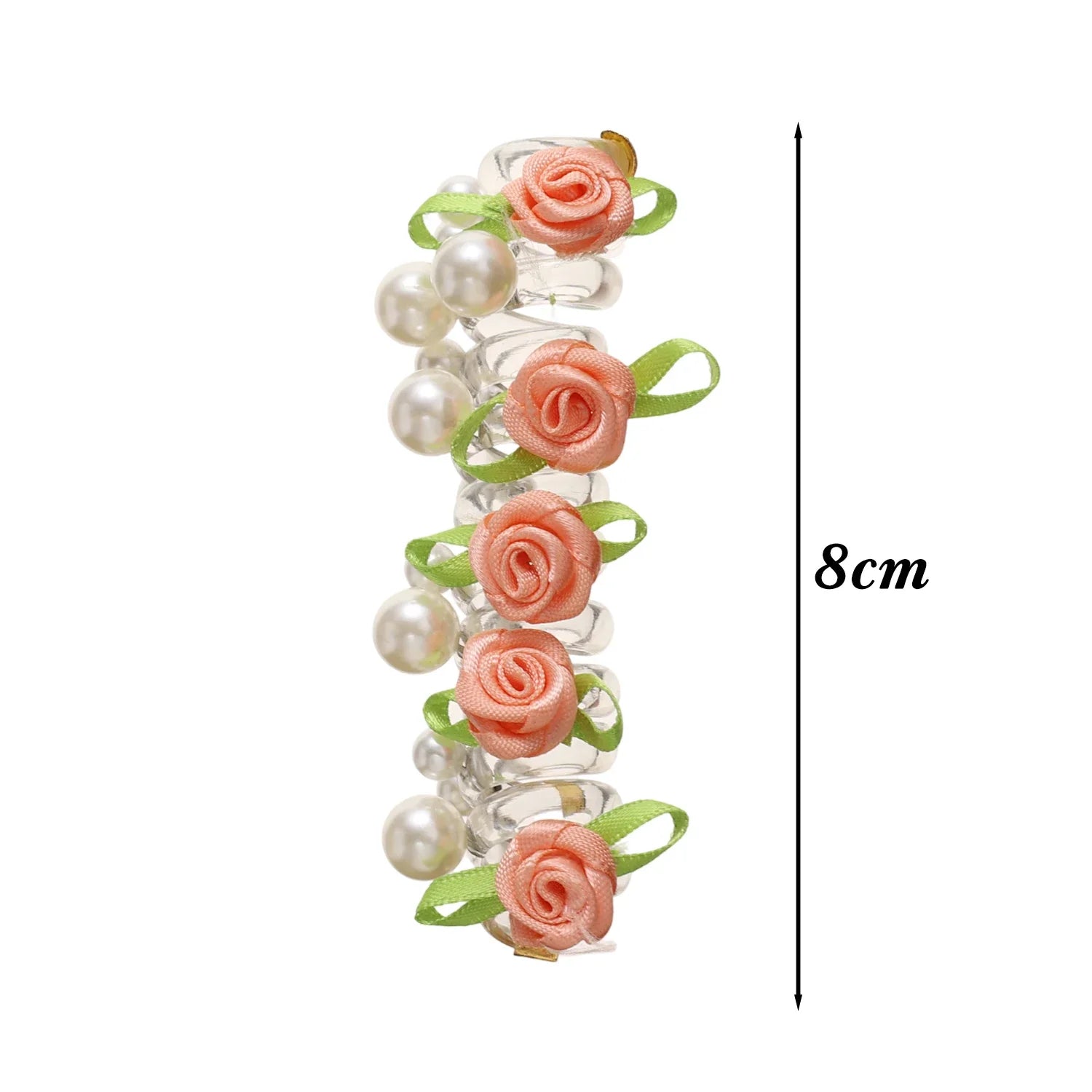 Rose Bead Telephone Line Headband Charming Tied Ponytail Braid Hair Rope Headband High Elasticity Rubber Band Pearl Headwears
