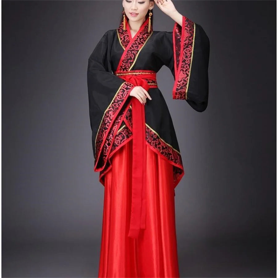 Long Sleeves Hanfu Long Dress Patchwork Ancient Style Chinese Traditional Costumes Performance Skirt Cheongsam Chinese Tang Suit
