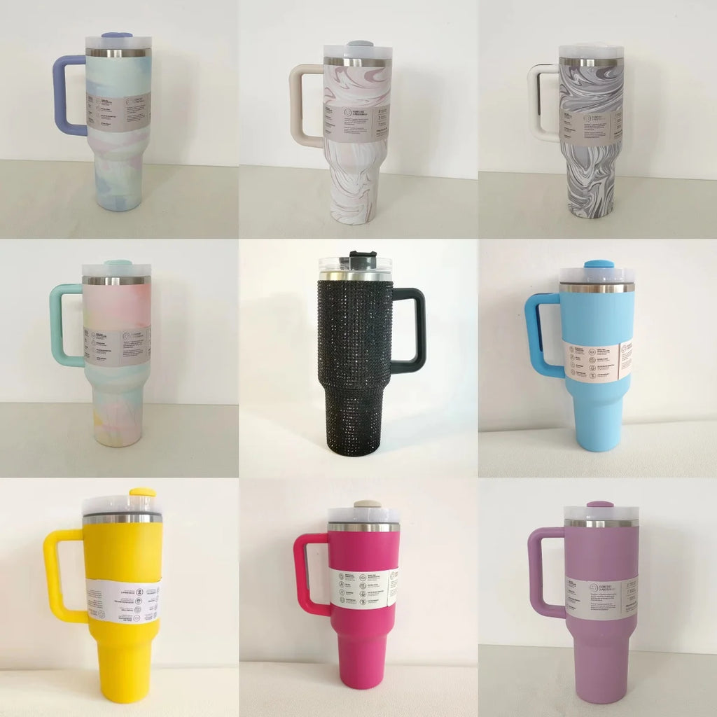 Thermal Coffee Stitch Cup with Straw Stainless Steel Vacuum Insulated Tumbler 40oz Thermal Iced Travel Cup for Outdoor