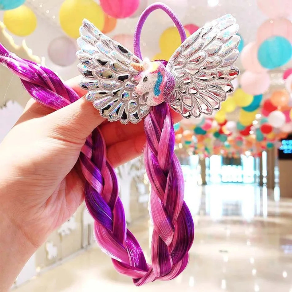 Princess Braid Unicorn Rainbow Hairpiece Cosplay Braided Wigs for Elsa Dress Up Set for Toddler Girls Party Wedding Birthday