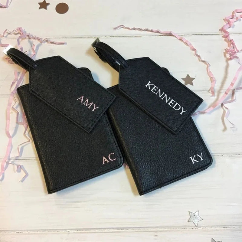 Personalized Passport Holder Leather Luggage Tag Travel Wallet Set Custom Bridesmaid Gifts Proposal For Her Christmas Gifts