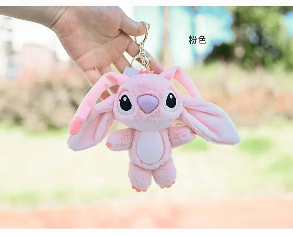 Kawaii Stitch Plush Keychain Toy Lovely Lilo & Stitch Doll Angel Plushies Cute Stuffed Bag Pendant Girls Birthday Gift
