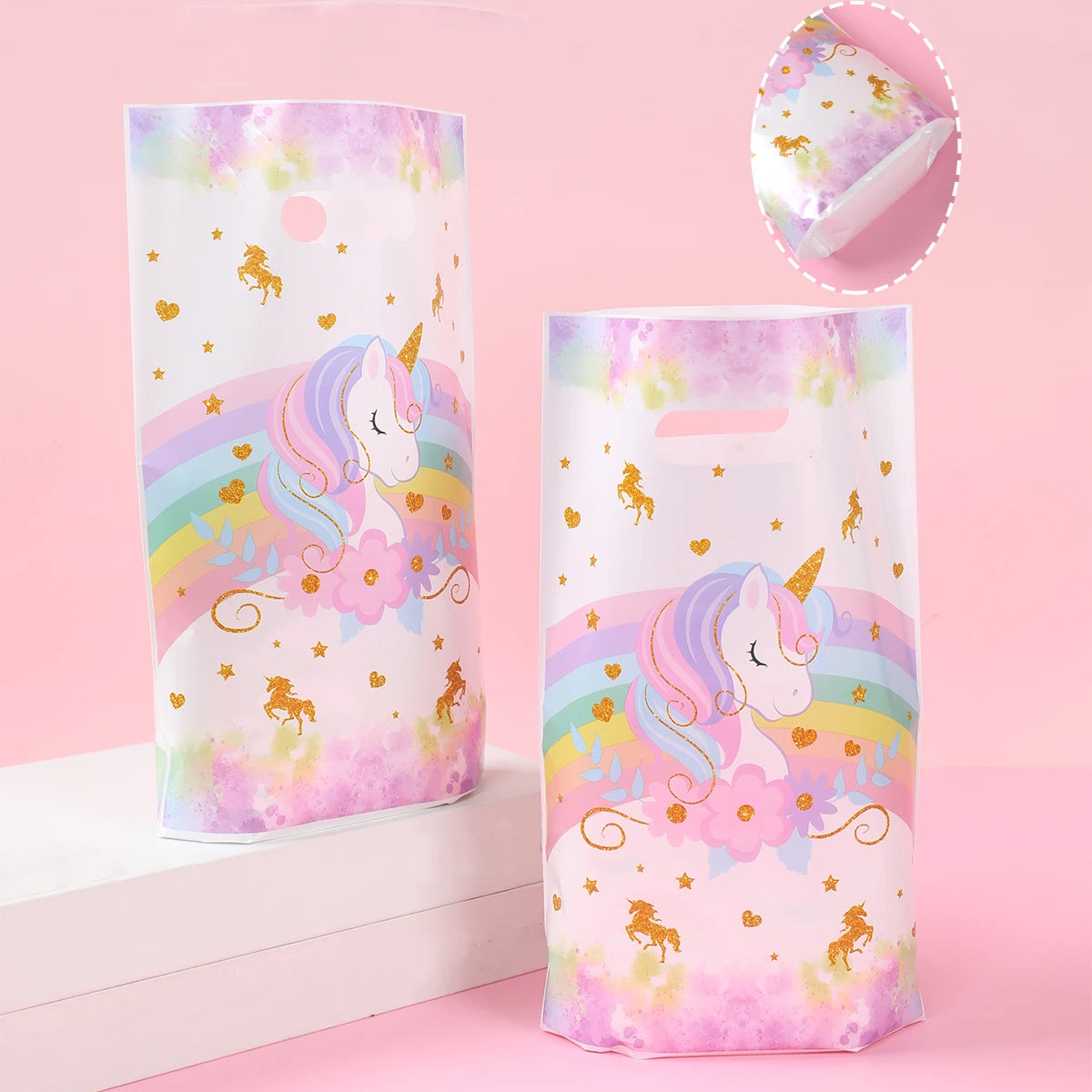 10/25/50pcs Handbag Candy Bags Unicorn Birthday Party Decor Kids Gift Packing Bag 1st Birthday Baby Shower Girl Party Supplies