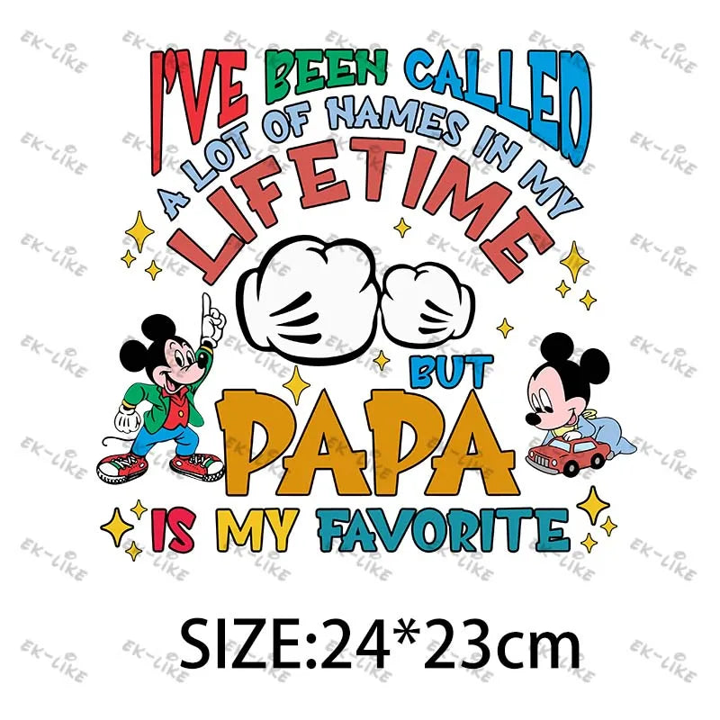 Dad Squad King Lion Toy Story Mickey Stitch Happy Father's Day Iron on Picture on Clothes Strong viscosity Diy Craft
