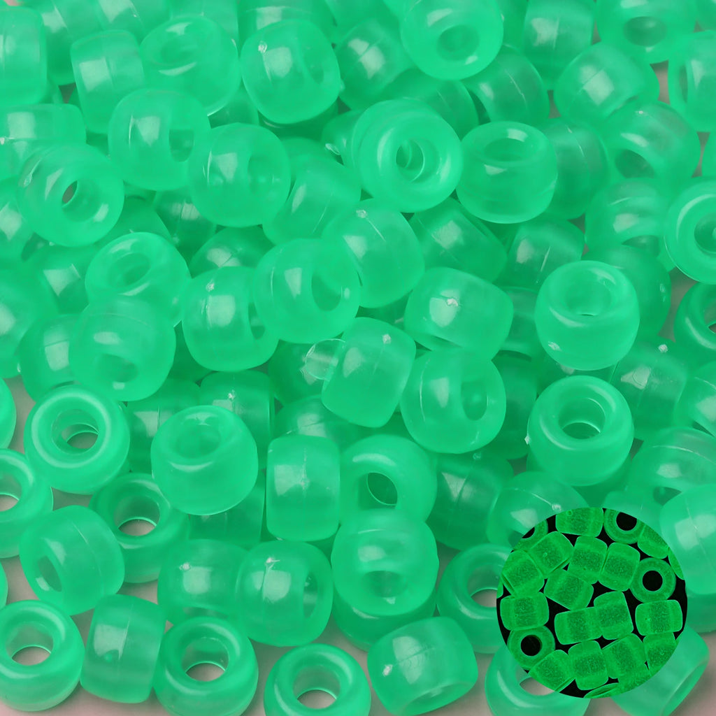 100pcs Luminous Pony Beads 6x9mm Acrylic Beads Big Hole Spacer Beads For Diy Craft Jewelry Charms Bracelets Making Hair Supplies
