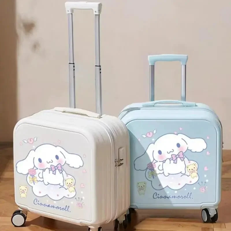 Sanrios Student Travel Cartoon 18 Inches Suitcase Cinnamoroll Girl Carry-On Suitcase Mute Universal Wheel Safety Password Lock