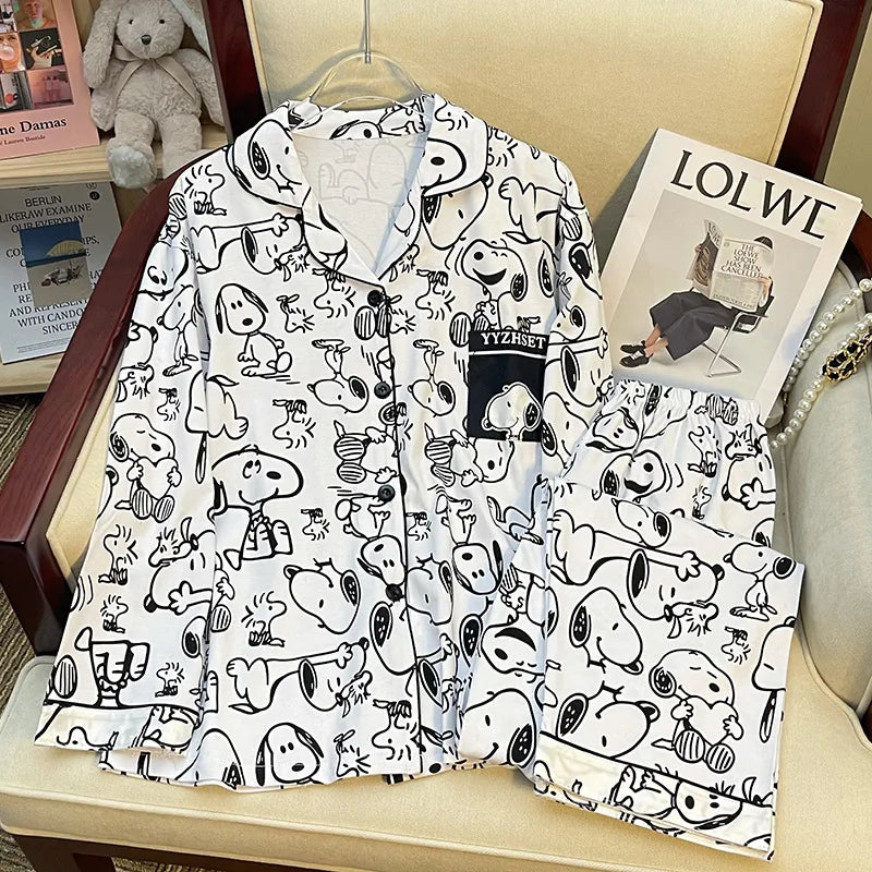New Anime Sanrio Short Pajamas Hello Kitty Kuromi Kawaii Cartoon Loose Sleepwear Pajamas Sets Short Clothes Girl Birthday Gifts